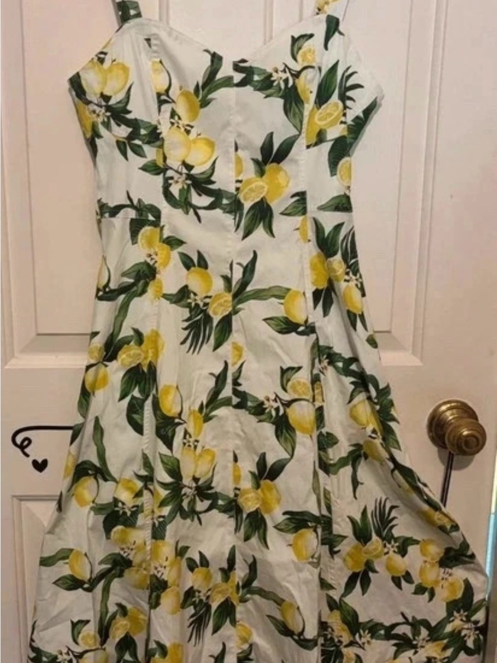 Avec Les Filles White Lemon-Print Sundress with Yellow & Green